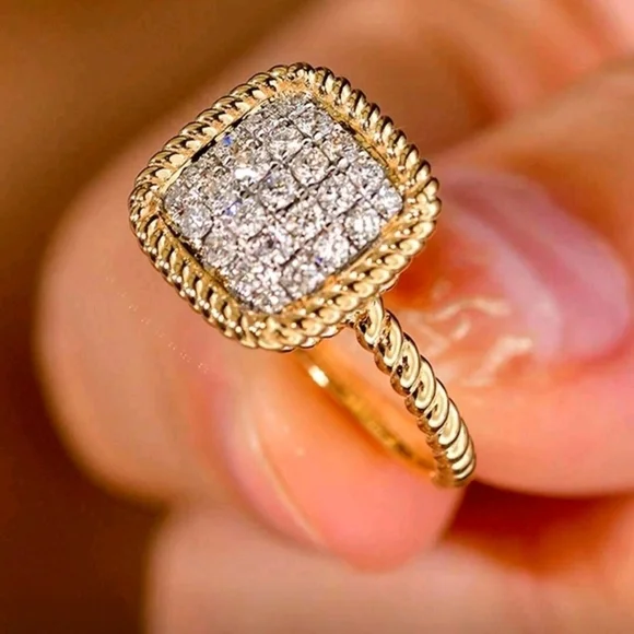 Huitan Gold and Silver Women's Ring with Cubic Zirconia Square Shape - Picture 8 of 11